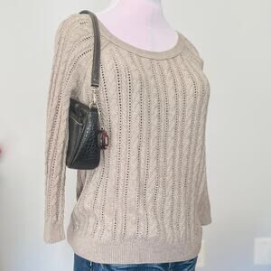 American Eagle | Eyelet Cable Knit Gray Sweater Shirt | Women's Size M
